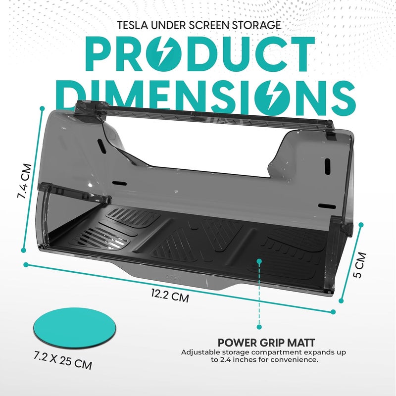 SUPERLIT Tesla Under Screen Storage Box – Hidden Magnetic Organizer for Model Y & Model 3 (2016–2025), Seamless Underscreen Compartment Storage, Anti-Slip Silicone Liner, Essential Tesla Accessory - Image 4